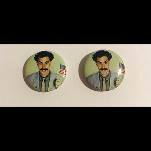 LOT OF (2) PROMO BORAT PINS Sacha Baron Cohen Bruno Ali G Promo PinS 2 NEW RARE